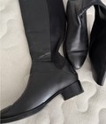 Tory Burch Black Leather Tall Riding Boots with Embossed Logo — photo 3