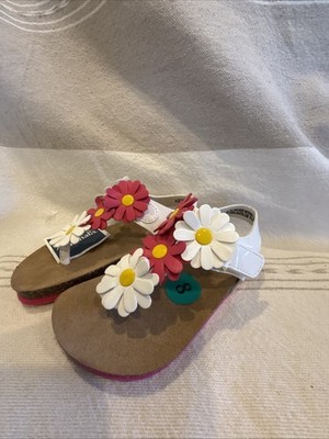 Kids Size 8 Flower Sandals- Pink, White and Yellow