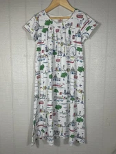 MINI BODEN KIDS GIRLS SHORT SLEEVE PAJAMA DRESS 7-8Y London Print Nightgown