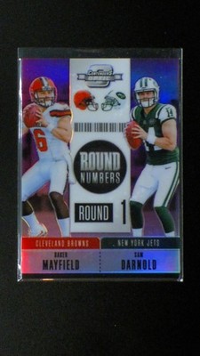 2018 Contenders Optic Round Numbers Baker Mayfield Sam Darnold #RNA-MD Prizm /99