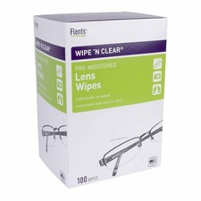 Flents Wipe 'N Clear Fast Drying Pre-Moistened Lens Wipes Multi-Purpose 100 Ct