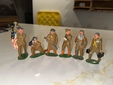 Lot of 6 Metal Toy WW1 Army Soldiers Original Barclay Manoil