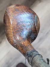 Antique Vtg Spalding Gold Medal R Hickory Wood Shaft Golf Club Driver Brass Back
