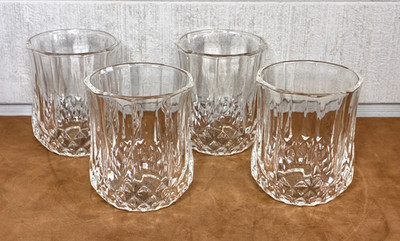 Vintage STUDIO CRYSTAL by Studio Silversmiths (4) Lowball Rocks 3 1/2'' Glasses
