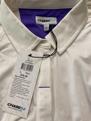 FREE SHIP Chase 54 Women's Pearl Golf Short Sleeve Polo Large Purple Trim & Logo