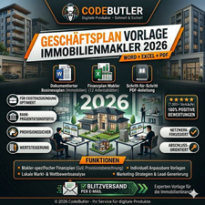Businessplan Vorlage - Immobilienmakler Existenzgr&uuml;ndung inkl. Beispiel Bank KfW
