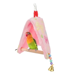 Bird Plush Perch Tent Winter Warm Triangle Hammock Nest Bed for Parrot Budgie...