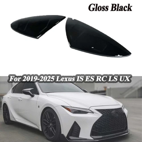 M Style Gloss Black Replacement Mirror Cover Caps For 19-25 Lexus IS ES RC LS UX