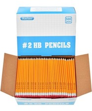 Wood-Cased 2 HB Pencils, Pre-Sharpened, 500 Count Bulk Pack