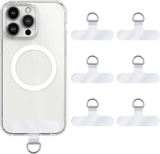 6Pcs Universal Phone Lanyard Patch Pad Tether Tab Strap Connector w/ Metal Ring