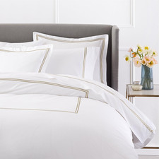 Luxury Soft Brushed 400-Thread-Count Egyptian Cotton Embroidered Duvet Cover Set
