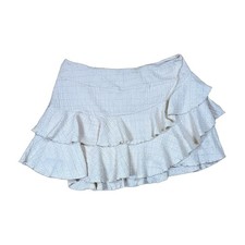 Wild Fable Ruffle Mini Skirt Womens L Cream Excellent Tiered Seersucker Coquette
