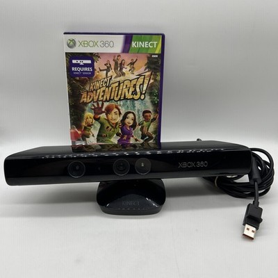 Microsoft Xbox 360 Black Kinect Motion Sensor Bar #1414 & Kinect Adventures Game