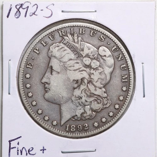 1892-S $1 Morgan Silver Dollar in Fine+ Condition #5606