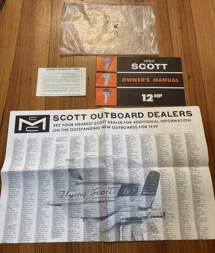 1960 Scott 12 HP Outboard Motor Model Manual Start Parts Catalog McCulloch