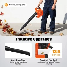 25.4cc 2-Stroke Leaf Blower Handheld Yard Grass Sweeper Cleaning Machine 7500rpm
