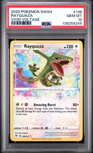 New Listing2020 Pokemon Sword & Shield Vivid Voltage #138 Rayquaza Vivid Voltage PSA 10