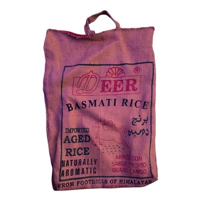 VTG Himalayas Deer Basmati Rice ZIPPER 15 lb Burlap Sack With Handle India
