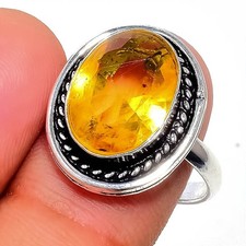Yellow Citrine Gemstone 925 Sterling Silver Jewelry All Size Ring For Gift