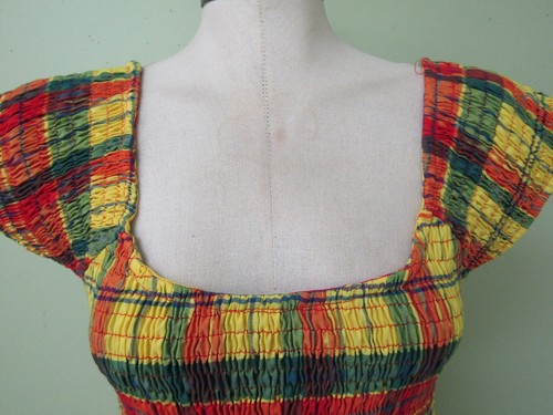VINTAGE 70ER JAHRE AUFFÄLLIGES KARIERTES MAXIKLEID MIT ELASTISCHEM OBERTEIL / ONE SIZE IT'S ALL ?? - Bild 5 von 9
