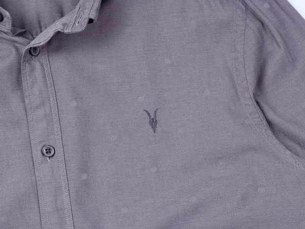 Men AllSaints Shirt Grey Cotton L #4URV