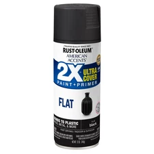 Black, Rust-Oleum American Accents 2X Ultra Cover Flat Spray Paint- 12 oz