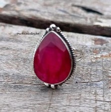Handmade Ruby Ring: 925 Sterling Silver Birthday Jewelry Ring All Size R 472