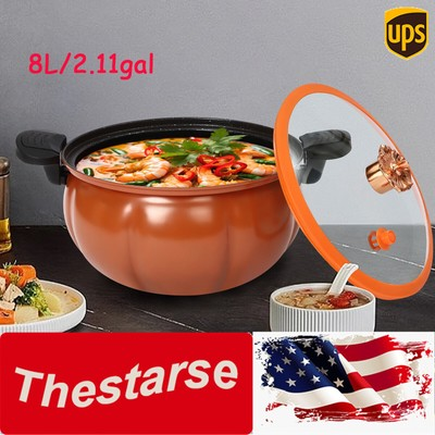 #ad 2.11gal Micro Pressure Cooker Soup Cooking Pot Pumpkin Shaped Stew Pot w Lid US $29.58