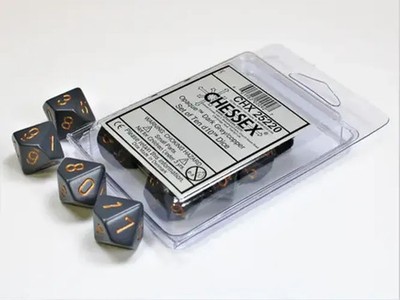 Opaque Dark Grey/copper Set of Ten d10s | deutsch | Chessex | EAN 601982020927