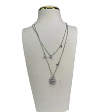 Swarovski  Gema Mixed Cut Short Multi Strand Silver Double Necklace