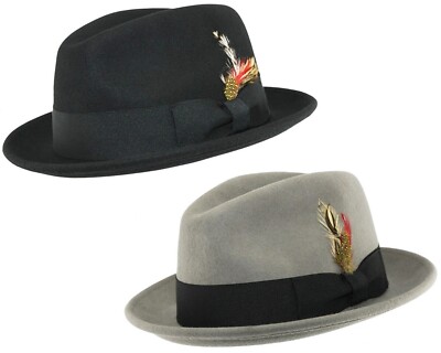 Herren oder Damen C-Krone Trilby Hut 100% Wolle knautschbar Filz Fedora Homburg