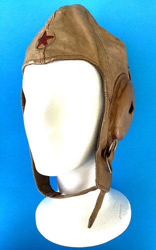 WW2 Japanese Pilot Leather Flight Helmet w/Star & Stamp