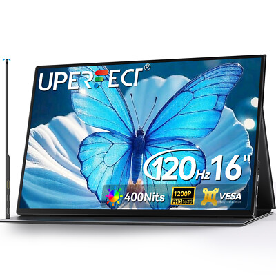 UPERFECT 16'' 120Hz Portable Monitor 1200P USB C HDMI Frameless Extend HDR Screen