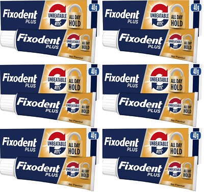 6 x Fixodent All Day Hold - 40g | Zahnersatz Premium Haftcreme stark