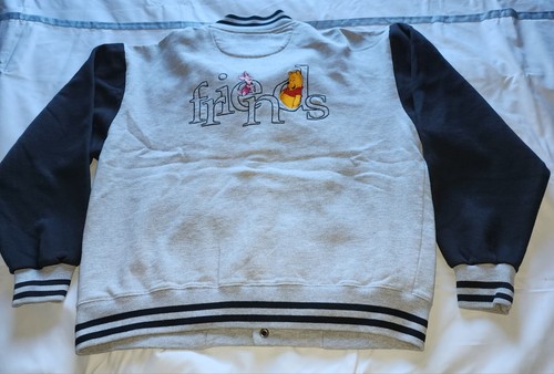 VTG WINNIE THE POOH FRIENDS EMBROIDERED VARSITY JACKET GRAY/BLACK SZ LARGE - Picture 8 of 11