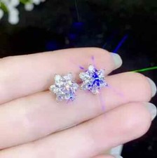 2.30Ct Lab Created Diamond Push Back Flower Stud Earrings 14K White Gold Finish