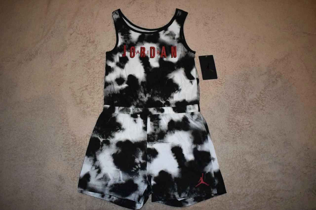 JORDAN TIE DYE ROMPER GIRLS 45A768-K04 Black/White NWT
