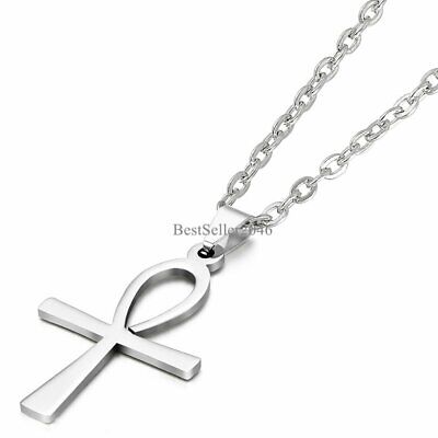 50CM Gnzoe Mens Womens Surgical Steel Egyptian Ankh Pendant Necklace Black Plated Cross Necklace 