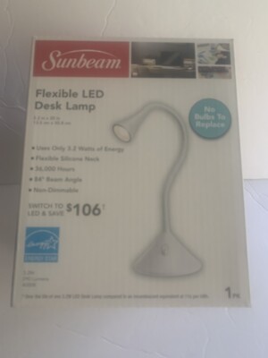 SUNBEAM LED DESK LAMP FLEXIBLE NECK BRAND NEW IN THE BOX WHITE 