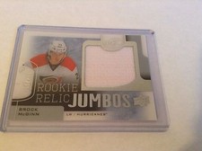 15-16 2015-16 UPPER DECK ICE BROCK McGINN ROOKIE RELIC JUMBOS JERSEY /299 CANES