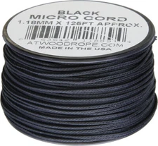 Atwood Rope MFG Micro Cord 125ft Black MS01 - BLACK