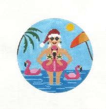 JP Needlepoint Mrs Santa on Vacation Ornament Handpainted Needlepoint Canvas 259