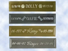 Engraved Brass Name Plate Pet Memorial - 5/8"H x 2-5/8"L - Choice of Designs