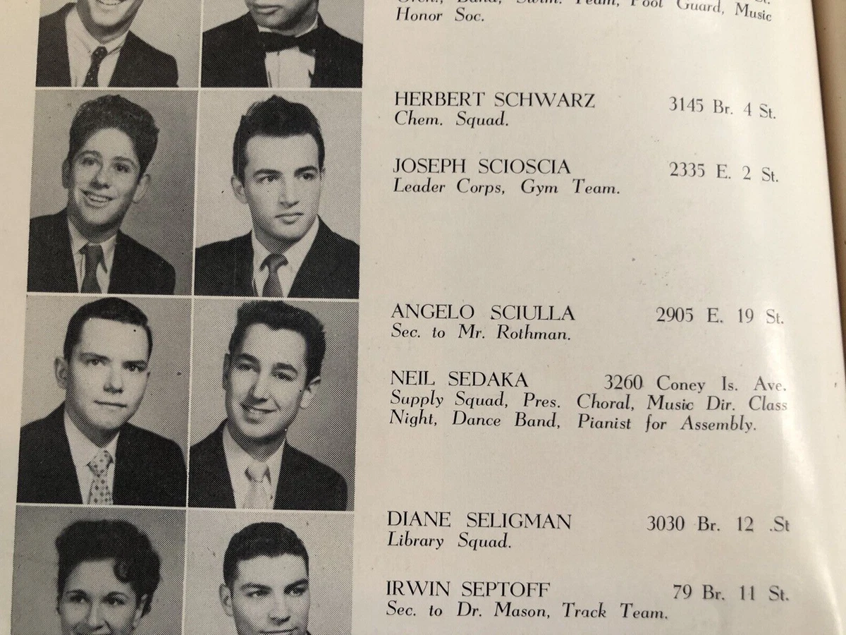 Neil Sedaka High School Senior Yearbook - LINCOLN, BROOKLYN - Celebrity  yearbook | eBay