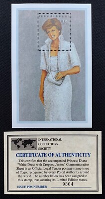 PRINCESS DIANA ROYAL COMMEMORATIVE STAMP White Dress w/Cropped Jacket - ICS COA | eBay PRINCESS DIANA ROYAL COMMEMORATIVE STAMP White Dress w/Cropped Jacket - ICS COA | eBay