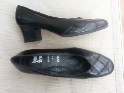 Ladies pumps leather look 38 UK 5 block heel new shoes black black woman shoes 