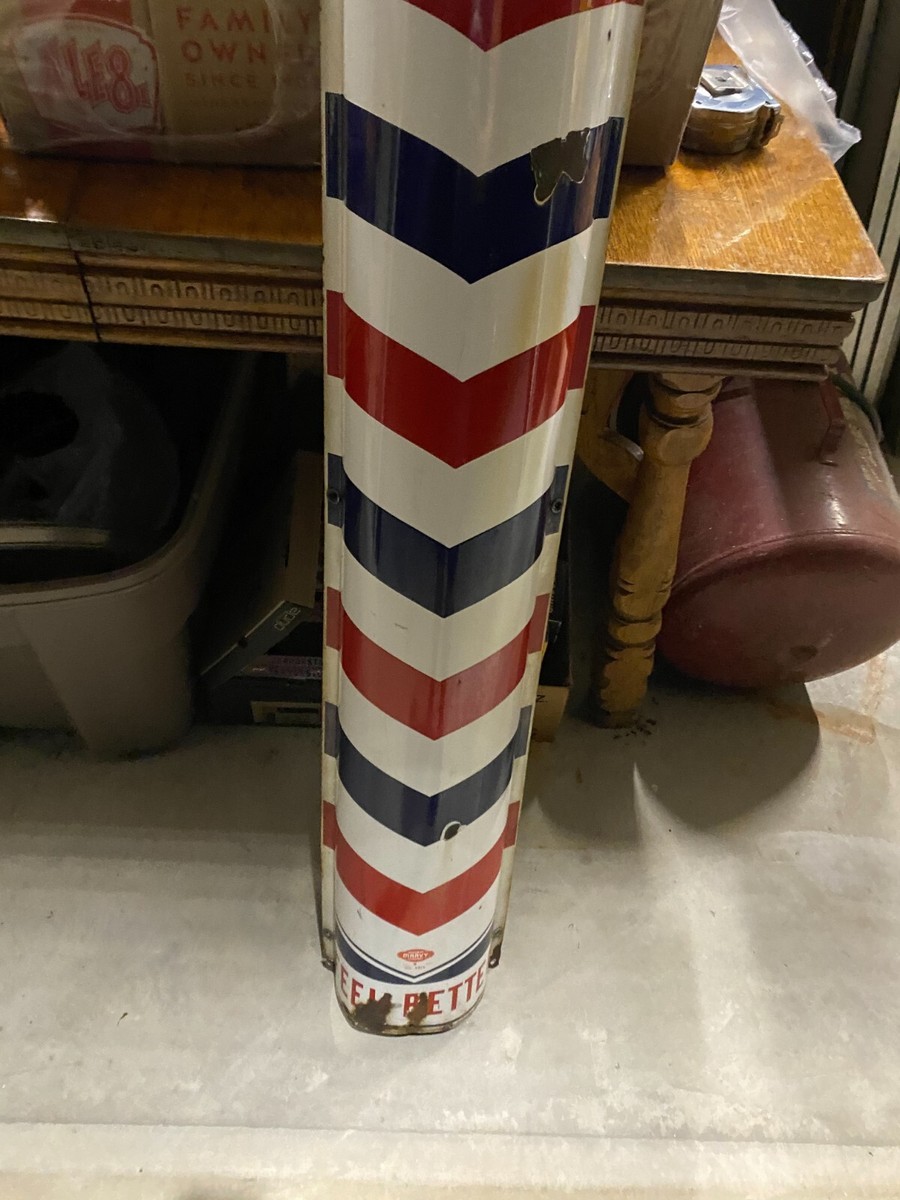 Vintage Original Marvy Porcelain Barber Pole Sign 48