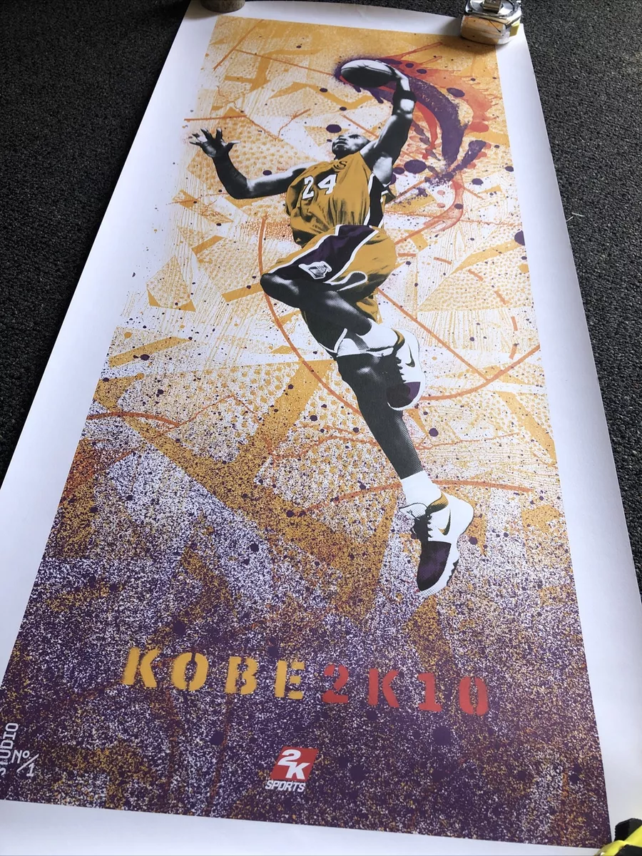 Kobe Bryant Jersey Poster LA Lakers 08/09 Retro Artwork 