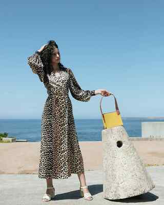 ganni silk stretch satin dress leopard Ganni SILK STRETCH SATIN WRAP DRESS