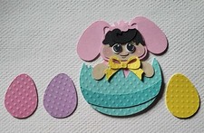 First Easter Baby Girl Teal Egg Black Hair. Scrapbook, Card Making Paper Piecing